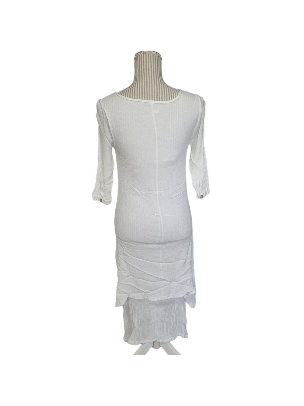 Dayou coastal linen white layered dress, small - Picture 12 of 16